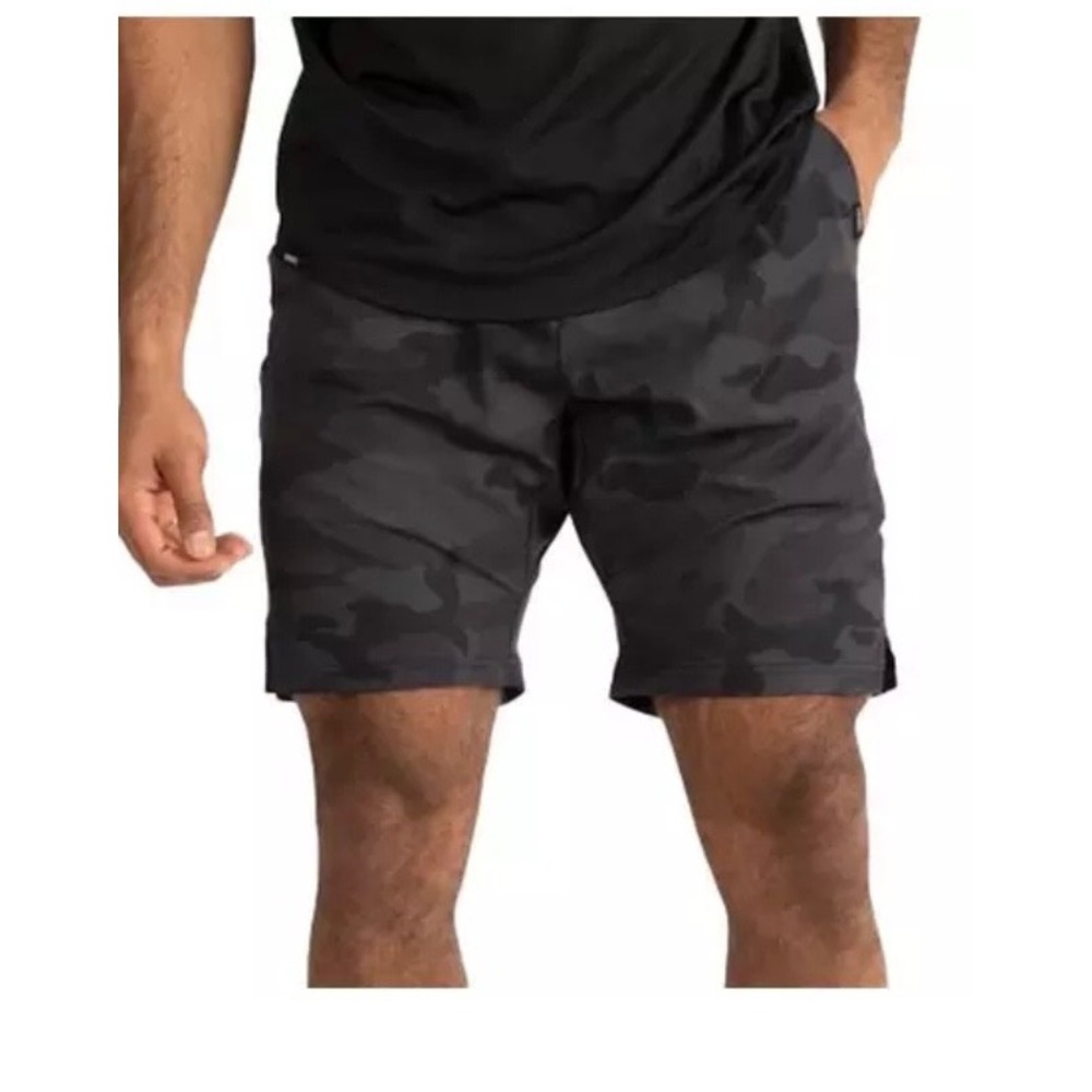 UNRL Mens Black Camo Active Athletic Shorts Large Drawstring Pockets